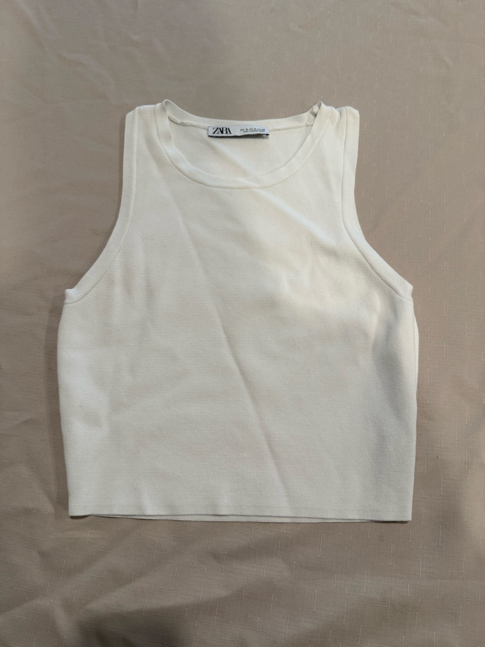 Zara Sleeveless White Knit Tank Top